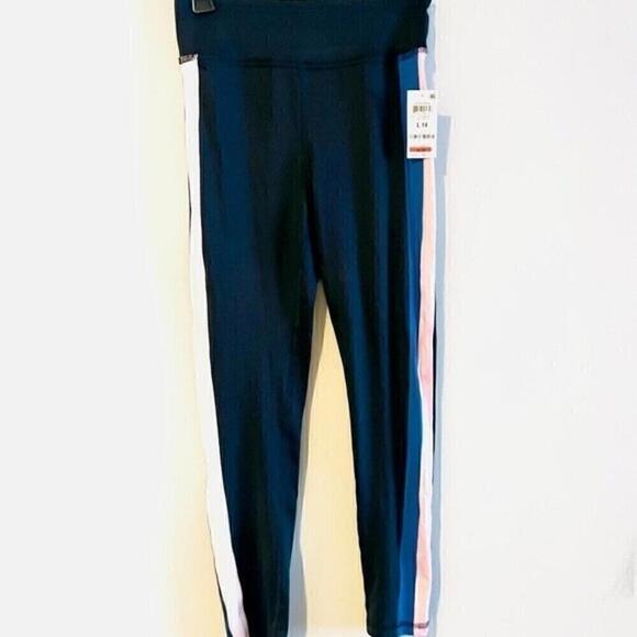 NWT ID Ideology Big Girls Striped Snap Track Pants, leggings Deep Black 14 - Picture 3 of 6